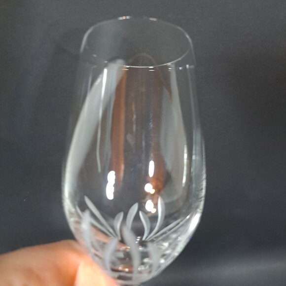Princess House Crystal Wine Glass With Etched Floral Design Lead Crystal Germany - Picture 7 of 15
